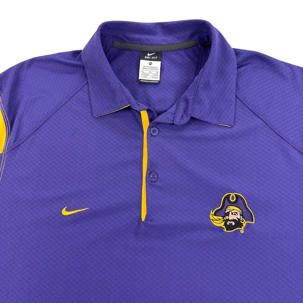 East Carolina Pirates Polo Shirt Mens XL Purple NCAA Football Nike Dri Fit Golf